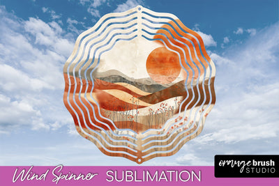 Boho Wind Spinner - Minimalist Landscape Spinner Sublimation Sublimation OrangeBrushStudio 