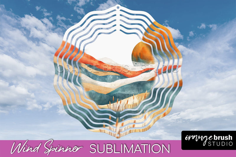 Boho Wind Spinner - Minimalist Landscape Spinner Sublimation Sublimation OrangeBrushStudio 