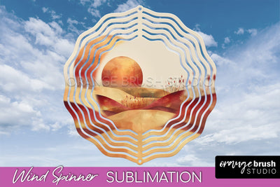 Boho Wind Spinner - Minimalist Landscape Spinner Sublimation Sublimation OrangeBrushStudio 