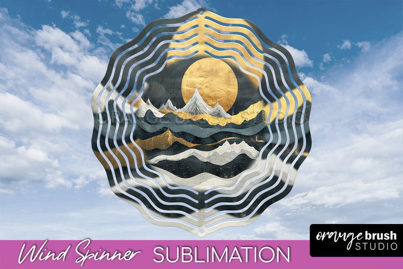 Boho Wind Spinner - Minimalist Landscape Spinner Sublimation Sublimation OrangeBrushStudio 