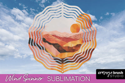 Boho Wind Spinner - Minimalist Landscape Spinner Sublimation Sublimation OrangeBrushStudio 