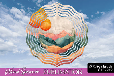 Boho Wind Spinner - Minimalist Landscape Spinner Sublimation Sublimation OrangeBrushStudio 