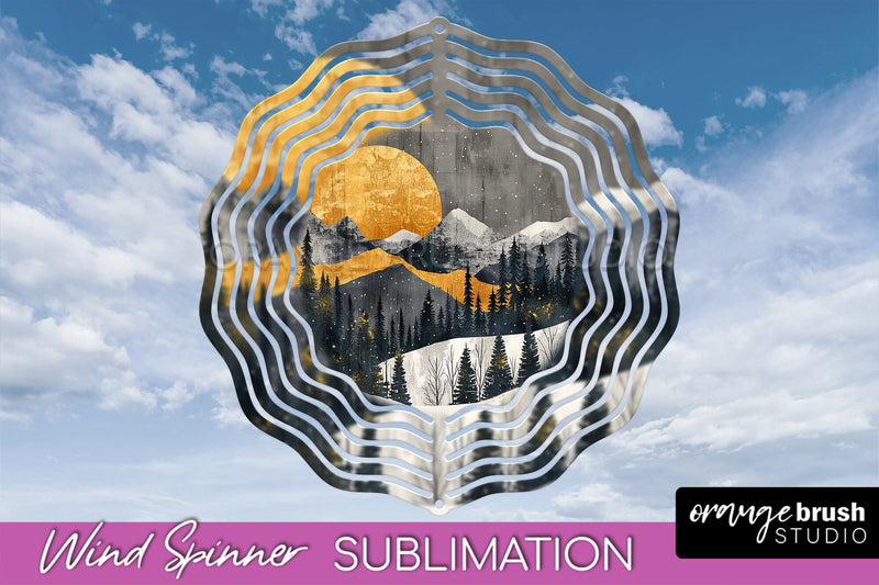 Boho Wind Spinner - Minimalist Landscape Spinner Sublimation Sublimation OrangeBrushStudio 