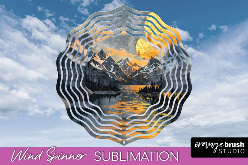 Boho Wind Spinner - Minimalist Landscape Spinner Sublimation Sublimation OrangeBrushStudio 