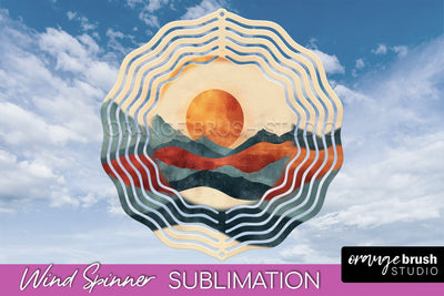 Boho Wind Spinner - Minimalist Landscape Spinner Sublimation Sublimation OrangeBrushStudio 