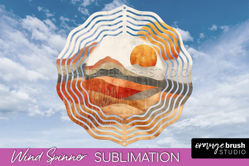 Boho Wind Spinner - Minimalist Landscape Spinner Sublimation Sublimation OrangeBrushStudio 