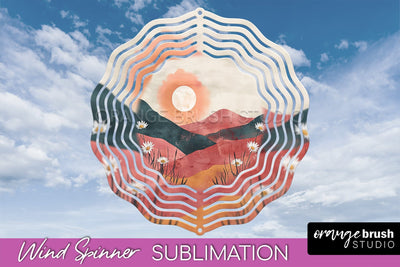 Boho Wind Spinner - Minimalist Landscape Spinner Sublimation Sublimation OrangeBrushStudio 
