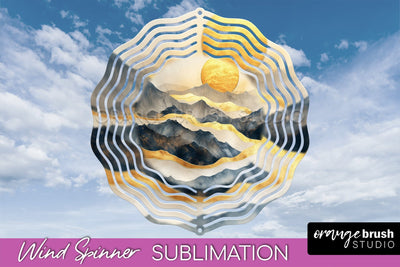Boho Wind Spinner - Minimalist Landscape Spinner Sublimation Sublimation OrangeBrushStudio 
