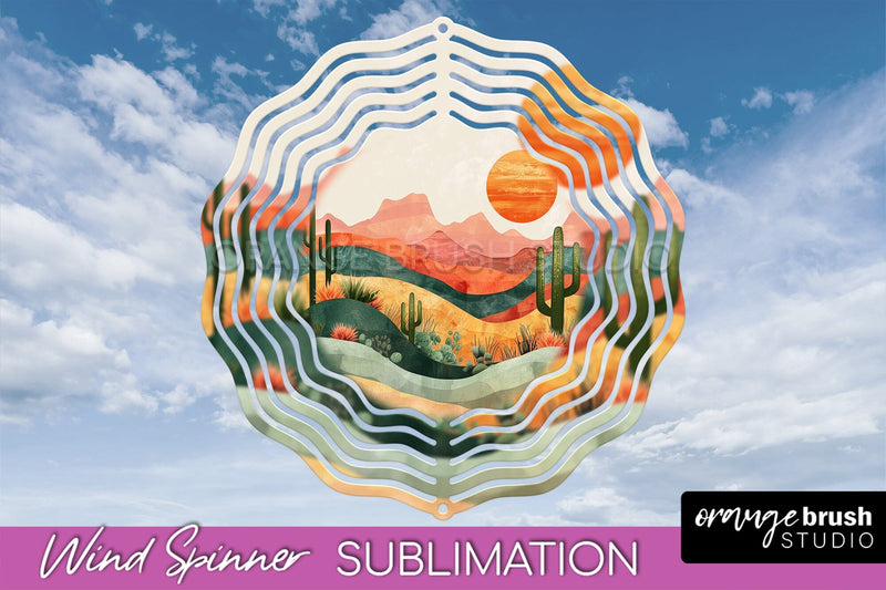 Boho Wind Spinner - Minimalist Landscape Spinner Sublimation Sublimation OrangeBrushStudio 