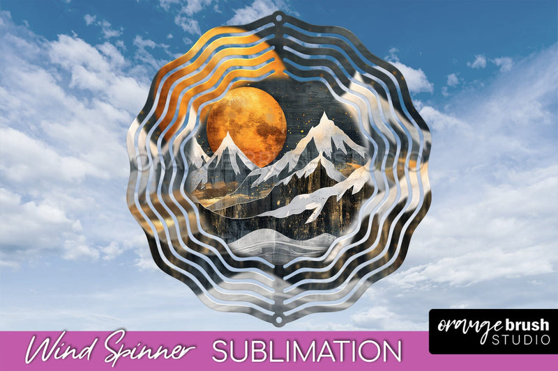 Boho Wind Spinner - Minimalist Landscape Spinner Sublimation Sublimation OrangeBrushStudio 