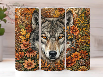 Boho Wolf Autumn 20oz Tumbler, Boho Wolf, Wolf Autumn, Wolf Tumbler, 20oz Tumbler, Boho Tumbler, Autumn Tumbler, Tumbler Wrap Sublimation Lara' s Designs 