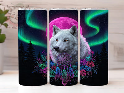 Boho Wolf Dreamcatcher Tumbler Wrap, Dreamcatcher Design, Floral Wolf Wrap, 20oz Sublimation File, Bohemian Tumbler, Wolf Dreamcatcher Design, Digital Boho Tumbler Sublimation Lara' s Designs 