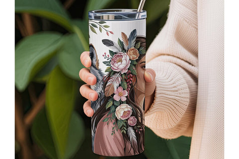 Boho Wolf & Dreamcatcher Tumbler Wrap Sublimation DesignSVG 