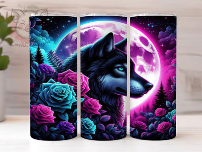 Boho Wolf Moon Celestial Tumbler, 20oz Sublimation Wrap, Night Sky Tumbler PNG, Nature Aesthetic Tumbler, Celestial Western Tumbler, Digital Download Tumbler Sublimation Lara' s Designs 