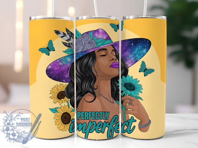 Boho Woman Empowering Quote Tumbler, Perfectly Imperfect Wrap, Empowering Quote Cup, Bohemian Style Drinkware, Feminine Sublimation Design, Inspirational Boho Gift, Self Love Tumbler Sublimation ToriDesigns 