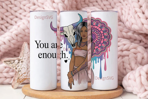 Boho Woman Mandala Tumbler Wrap Sublimation DesignSVG 