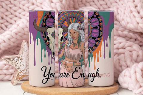 Boho Woman Mandala Tumbler Wrap Sublimation DesignSVG 
