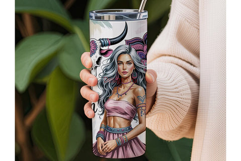 Boho Woman Mandala Tumbler Wrap Sublimation DesignSVG 