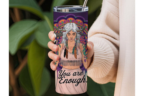 Boho Woman Mandala Tumbler Wrap Sublimation DesignSVG 