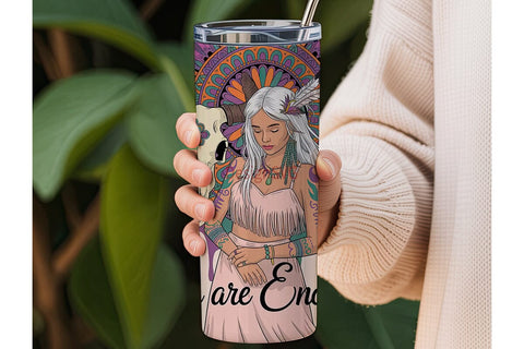 Boho Woman Mandala Tumbler Wrap Sublimation DesignSVG 