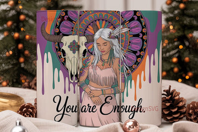 Boho Woman Mandala Tumbler Wrap Sublimation DesignSVG 