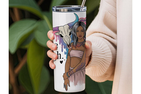 Boho Woman Mandala Tumbler Wrap Sublimation DesignSVG 