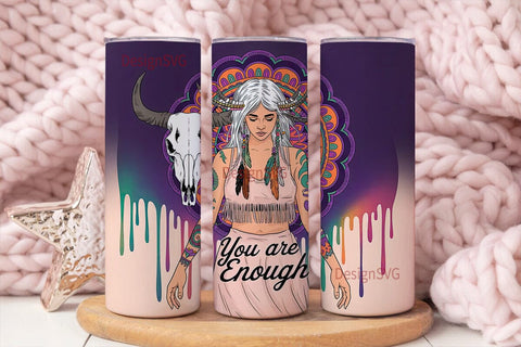 Boho Woman Mandala Tumbler Wrap Sublimation DesignSVG 