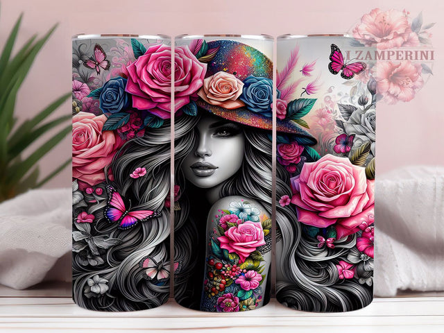 Boho Women Peony Tumbler Wrap, Peony Flower Tumbler, 20oz Tumbler Wrap, Sublimation Tumbler Design, Floral Boho Tumbler, Skinny Tumbler PNG, Boho Chic Tumbler Wrap Sublimation Li Zamperini 