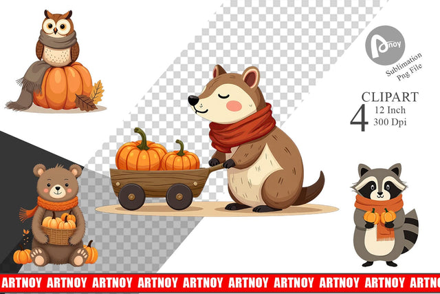Boho Woodland Animals Clipart Sublimation artnoy 