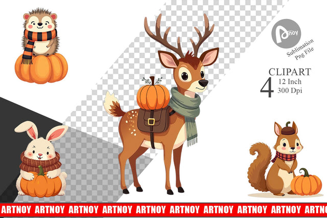 Boho Woodland Animals Clipart Sublimation artnoy 