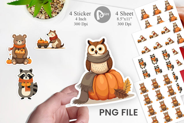 Boho Woodland Animals Sticker Sublimation artnoy 