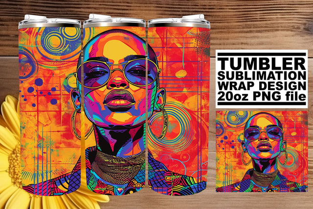 Bold Afro Woman Portraits on Tumblers Sublimation afrosvg 