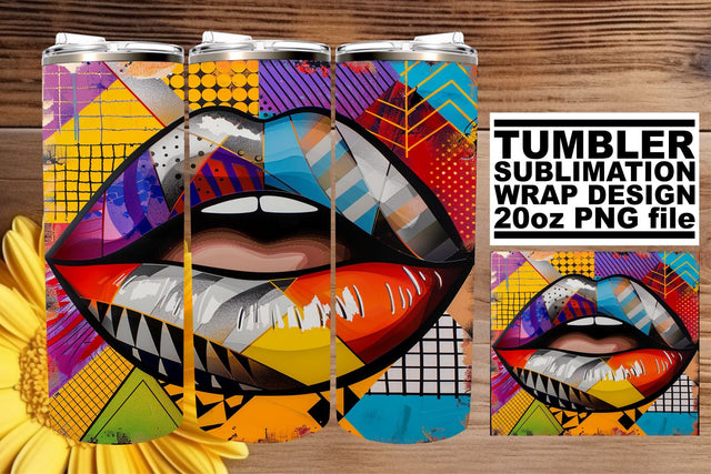 Bold and Beautiful Colorful Lips Tumbler Wrap – 20oz Design Sublimation afrosvg 
