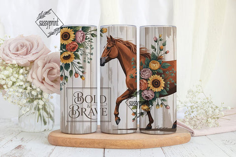 Bold & Brave Horse 20oz Tumbler Wrap Sublimation sassyprint 