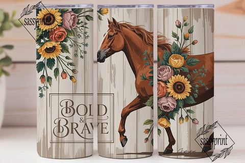 Bold & Brave Horse 20oz Tumbler Wrap Sublimation sassyprint 