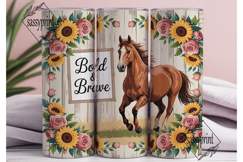 Bold & Brave Horse 20oz Tumbler Wrap Sublimation sassyprint 