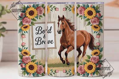 Bold & Brave Horse 20oz Tumbler Wrap Sublimation sassyprint 