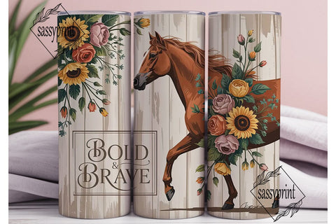Bold & Brave Horse 20oz Tumbler Wrap Sublimation sassyprint 