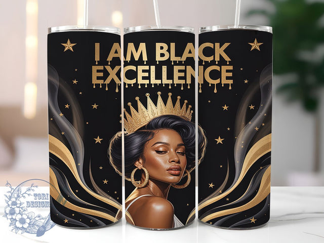 Bold & Brilliant Black Excellence Tumbler, Afro Woman Tumbler, African American Wrap, Melanin Tumbler Design, 20oz Tumbler Sublimation, Black Girl Magic Wrap, Sublimation Tumbler PNG Sublimation ToriDesigns 
