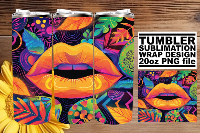 Bold Colorful Lips Tumblers Wrap – 20oz Sublimation Art Sublimation afrosvg 