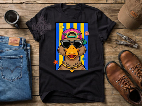 Bold Duck Wild Vibes T-Shirt PNG, Bold Duck, Saturated Colors, Artistic Design, Sublimation PNG, Statement Shirt, Wild Vibes Sublimation SvggirlplusArt 