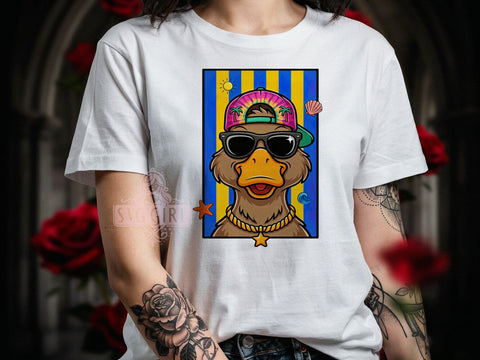 Bold Duck Wild Vibes T-Shirt PNG, Bold Duck, Saturated Colors, Artistic Design, Sublimation PNG, Statement Shirt, Wild Vibes Sublimation SvggirlplusArt 