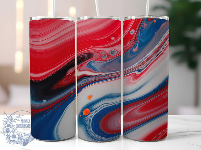 Bold & Festive Patriotic Tumbler, Red White Blue Design, Marble Tumbler Template, 4th of July Sublimation, Funky Tumbler Wrap, USA Flag Colors Tumbler, DIY Marble Tumbler Design Sublimation ToriDesigns 