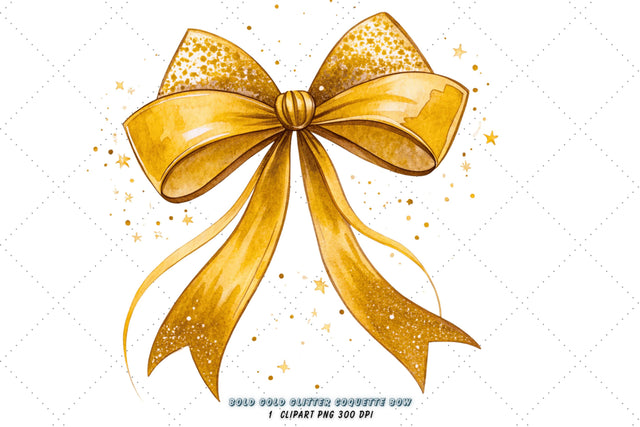 Bold Gold Glitter Coquette Bow Clipart, bold gold bow, glitter coquette bow, striking bow design, gold glitter clipart, digital bow design, dramatic bold bow, glitter bow art Sublimation FloridPrintables 