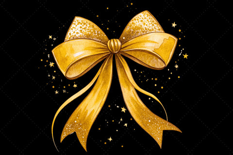 Bold Gold Glitter Coquette Bow Clipart, bold gold bow, glitter coquette bow, striking bow design, gold glitter clipart, digital bow design, dramatic bold bow, glitter bow art Sublimation FloridPrintables 