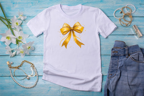 Bold Gold Glitter Coquette Bow Clipart, bold gold bow, glitter coquette bow, striking bow design, gold glitter clipart, digital bow design, dramatic bold bow, glitter bow art Sublimation FloridPrintables 