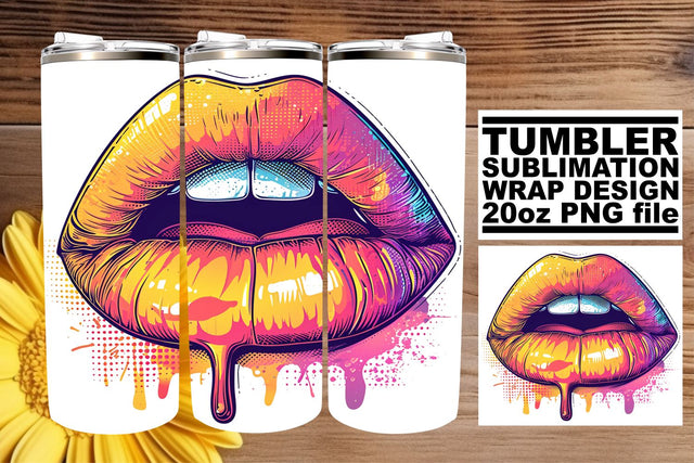 Bold Lip Art Tumbler Sublimation 20oz Sublimation afrosvg 
