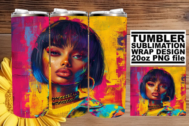 Bold Melanin Tumbler Wraps - 20oz Delight Sublimation afrosvg 