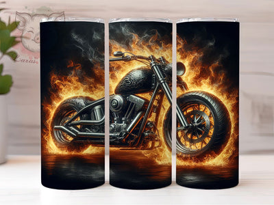 Bold Motorcycle Fire Biker Tumbler, Fire Tumbler, Biker Tumbler, 20oz Sublimation Wrap, Wild Tumbler, Custom Motorcycle Tumbler, Bold Tumbler Sublimation Lara' s Designs 