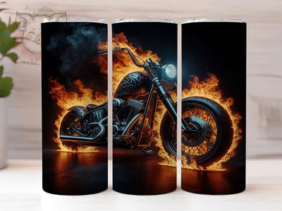 Bold Motorcycle Fire Biker Tumbler, Fire Tumbler, Biker Tumbler, 20oz Sublimation Wrap, Wild Tumbler, Custom Motorcycle Tumbler, Bold Tumbler Sublimation Lara' s Designs 